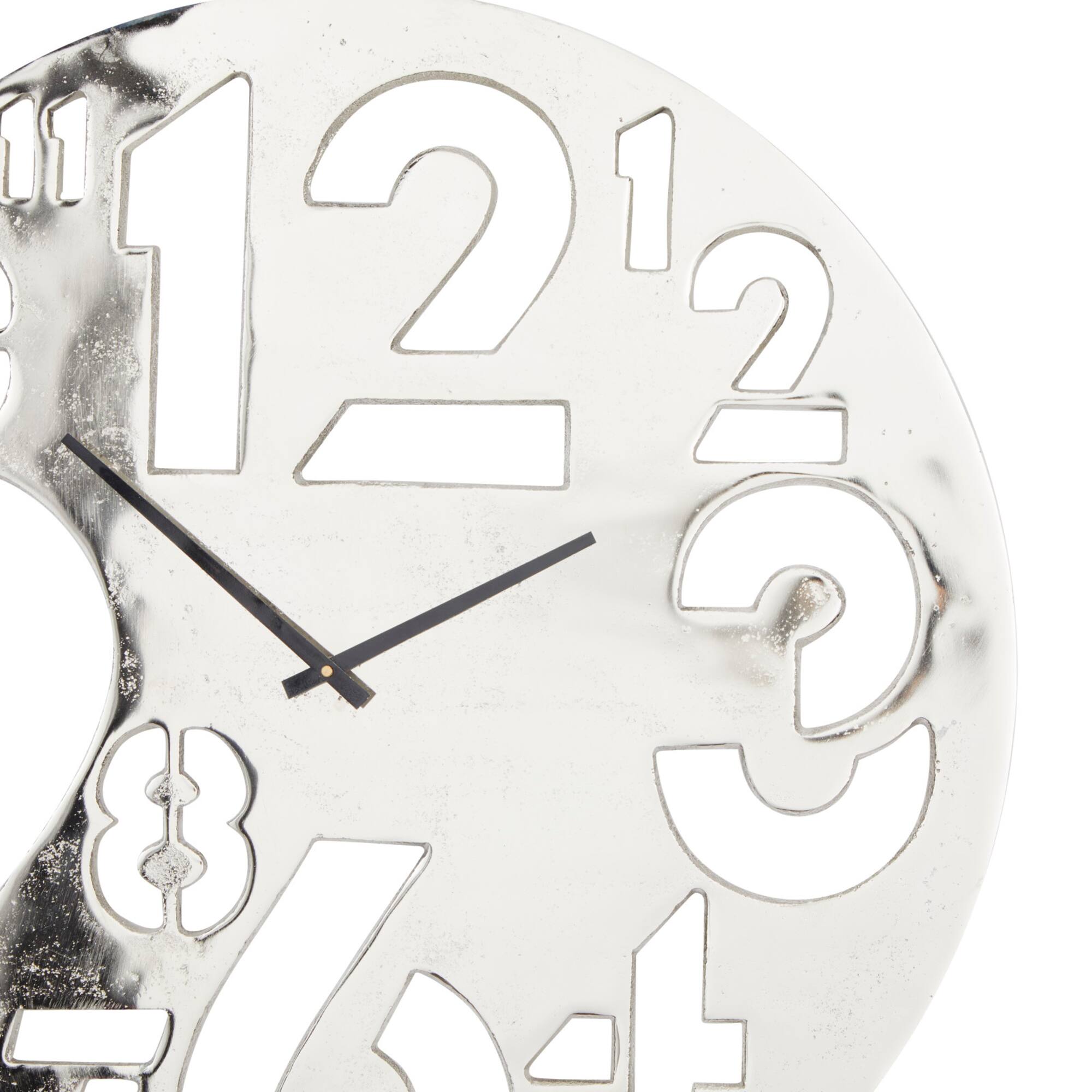 Silver Aluminum Contemporary Wall Clock, 24" x 24" x 2"